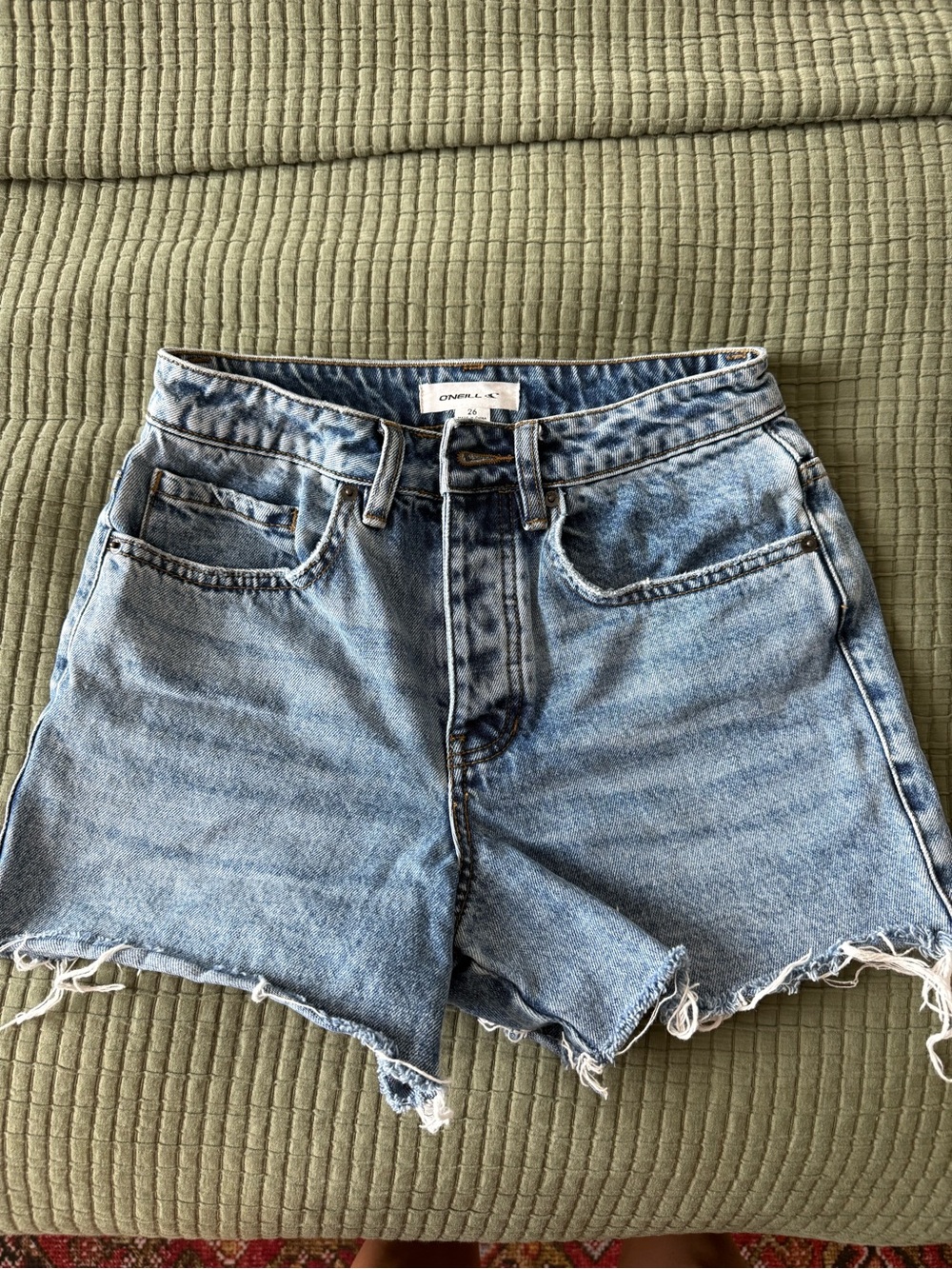 O’Neil Denim High-Rise Frayed Hem Women’s Shorts - Light Blue
